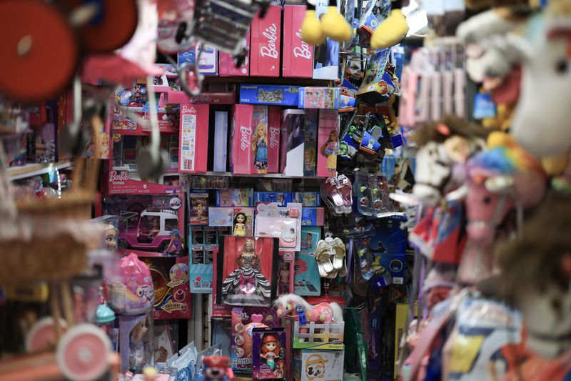Barbie Dolls imported from China line the shelves of the A to Z Toys store on May 07, 2025, in Miami Beach, Florida.