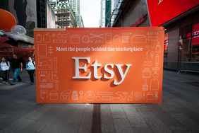 An Etsy marketplace set up in Times Square.