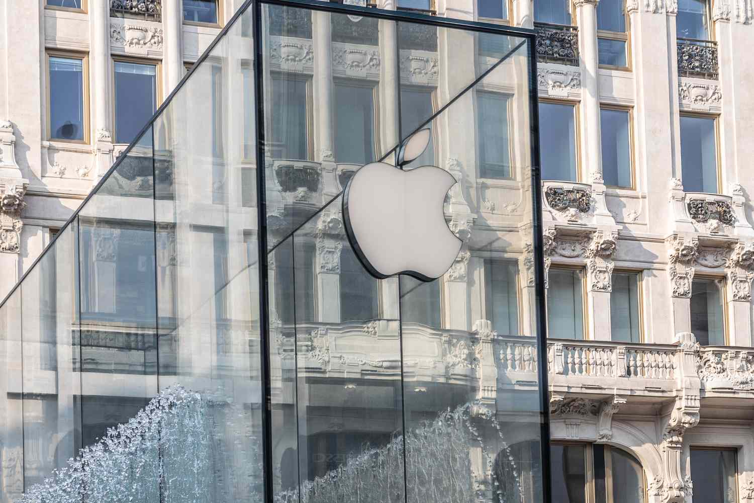 The Apple logo on display in Italy.
