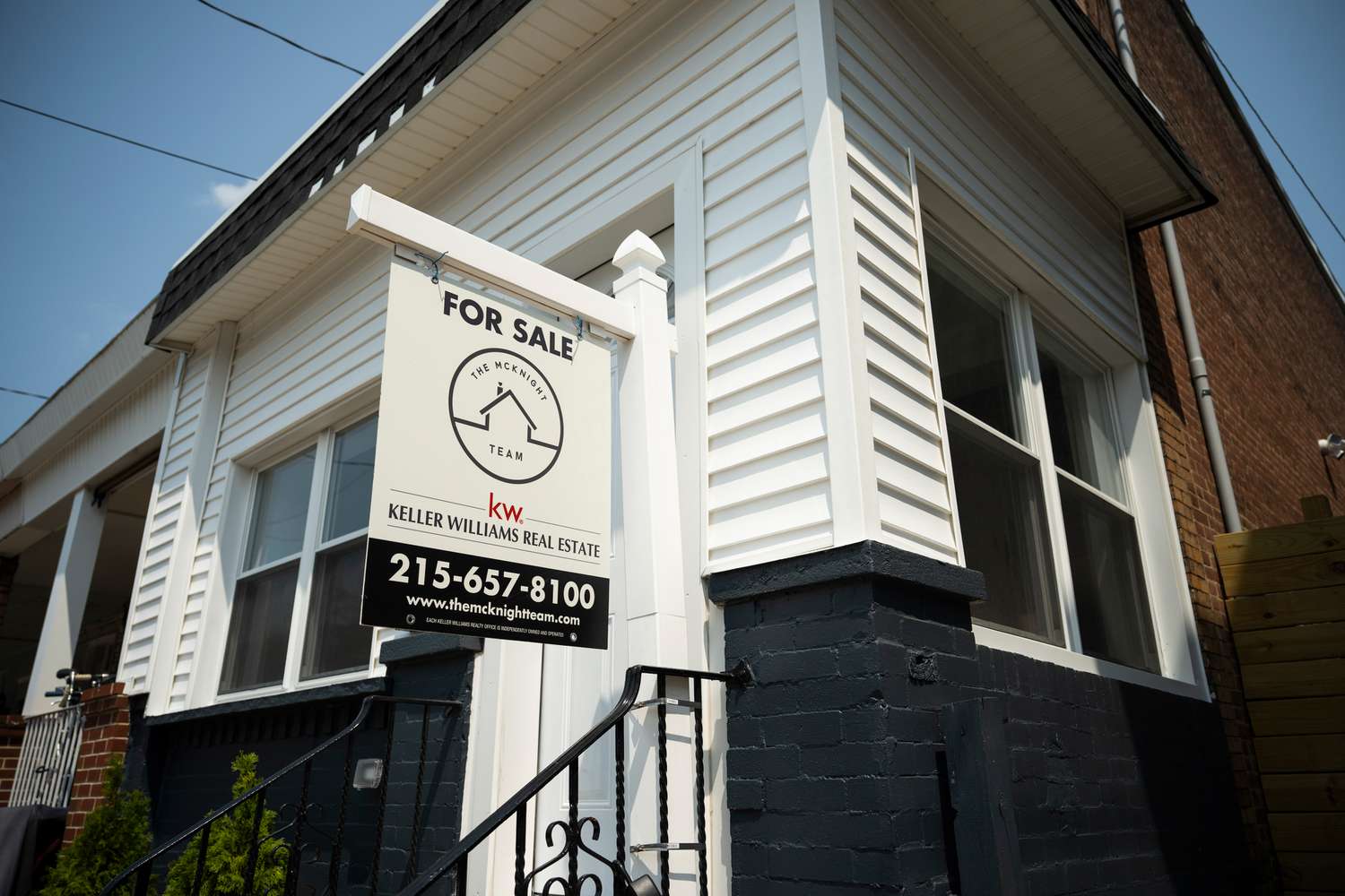 A "For Sale" sign on a house in Philadelphia, Pennsylvania, on Aug. 16, 2024