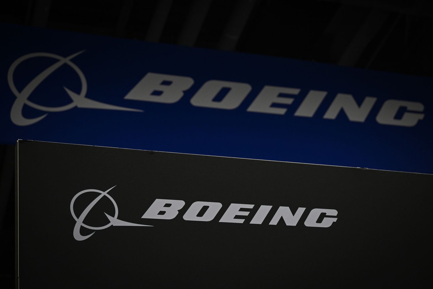 The Boeing logo is seen at the Satellite 2024 conference and exhibition in Walter E. Washington Convention Center Washington DC, United States on March 19, 2024.