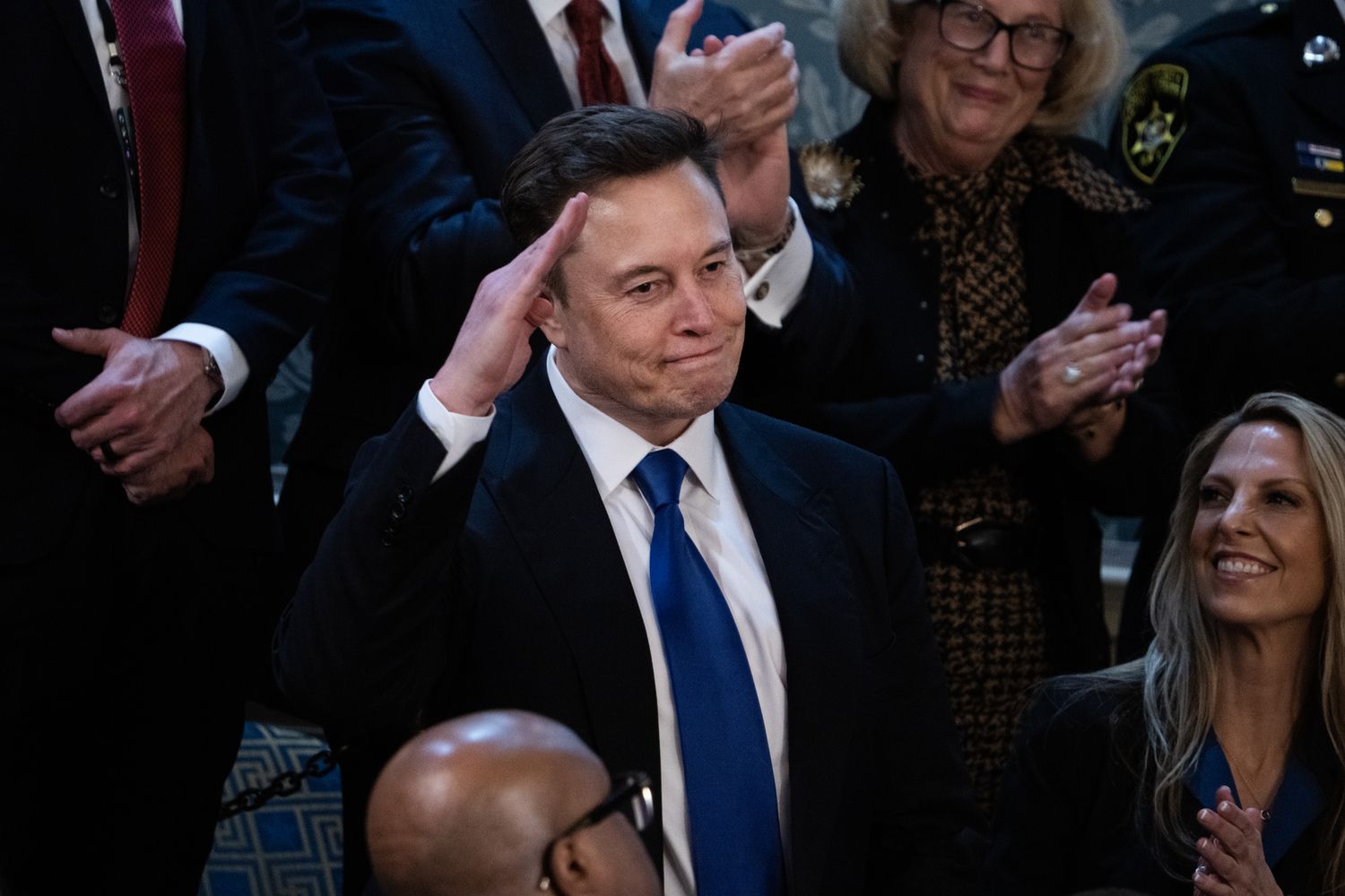 Elon Musk is recognized during President Donald Trump's address to a joint session of Congress in the House Chamber of the U.S. Capitol on Tuesday, March 4, 2025.
