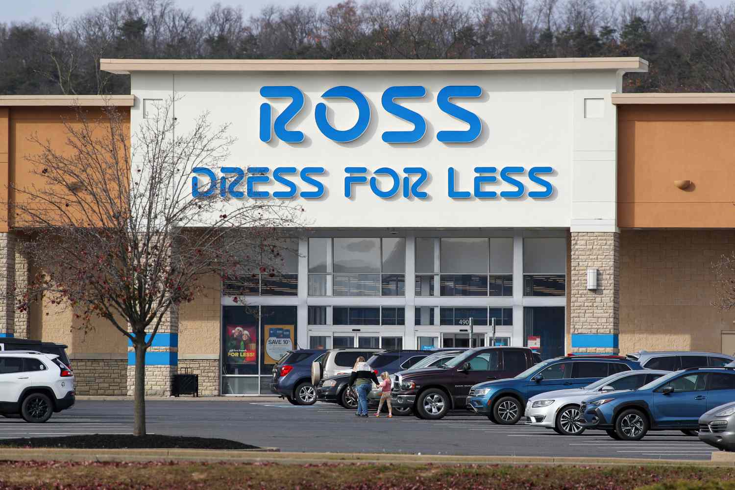 Cars and people are seen outside a Ross Dress for Less Store in Pennsylvania.