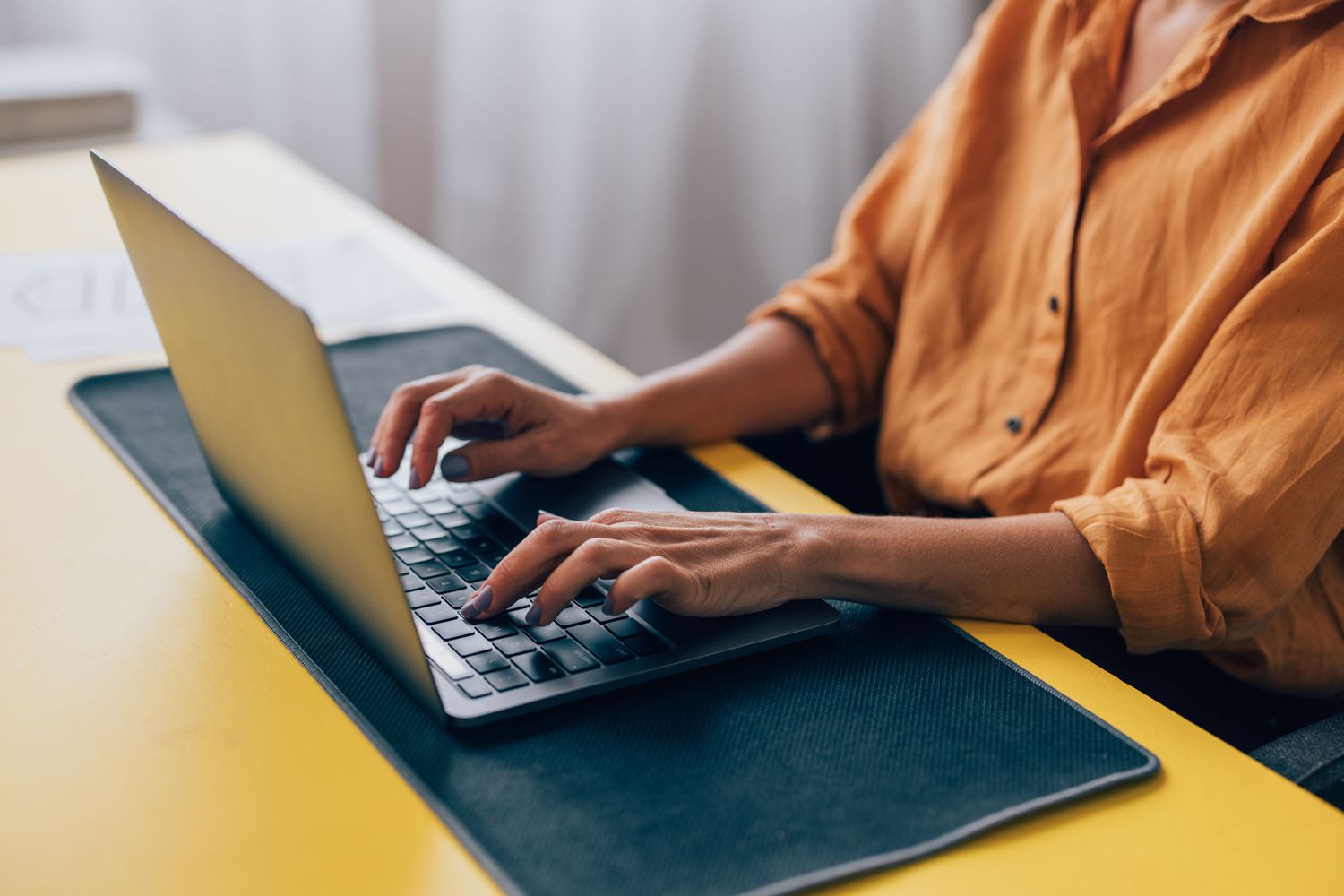 A woman at a computer