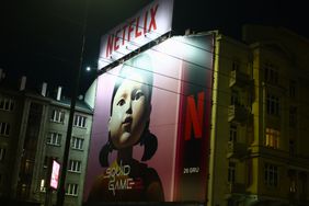 Signage promotes Netflix's 'Squid Game 2.'