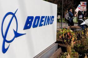 Workers picket outside the Boeing Co. manufacturing facility during a strike in Renton, Washington, on Oct. 3, 2024