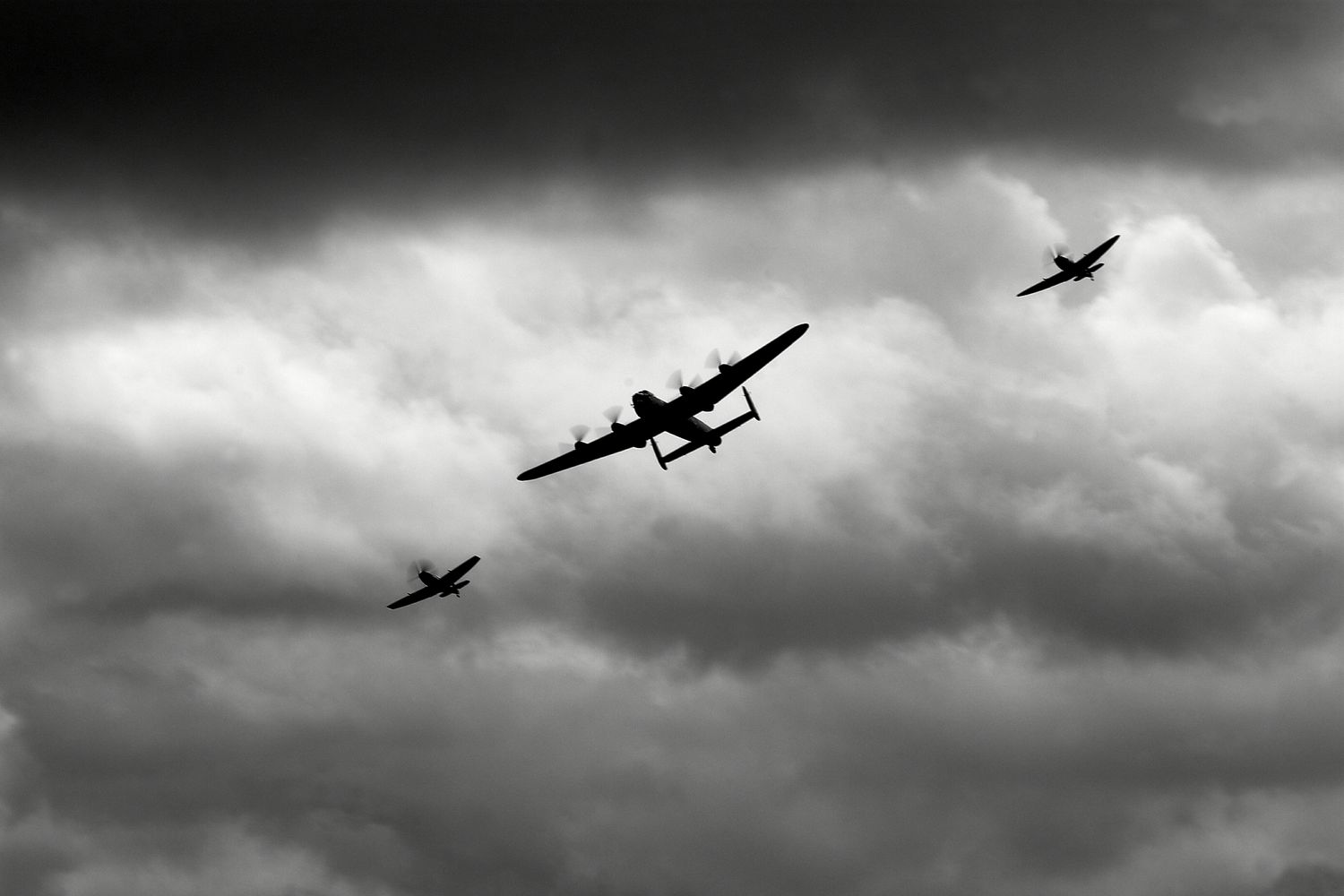 Low Angle View Of Battle Of Britain Memorial Flight Over Bournemouth