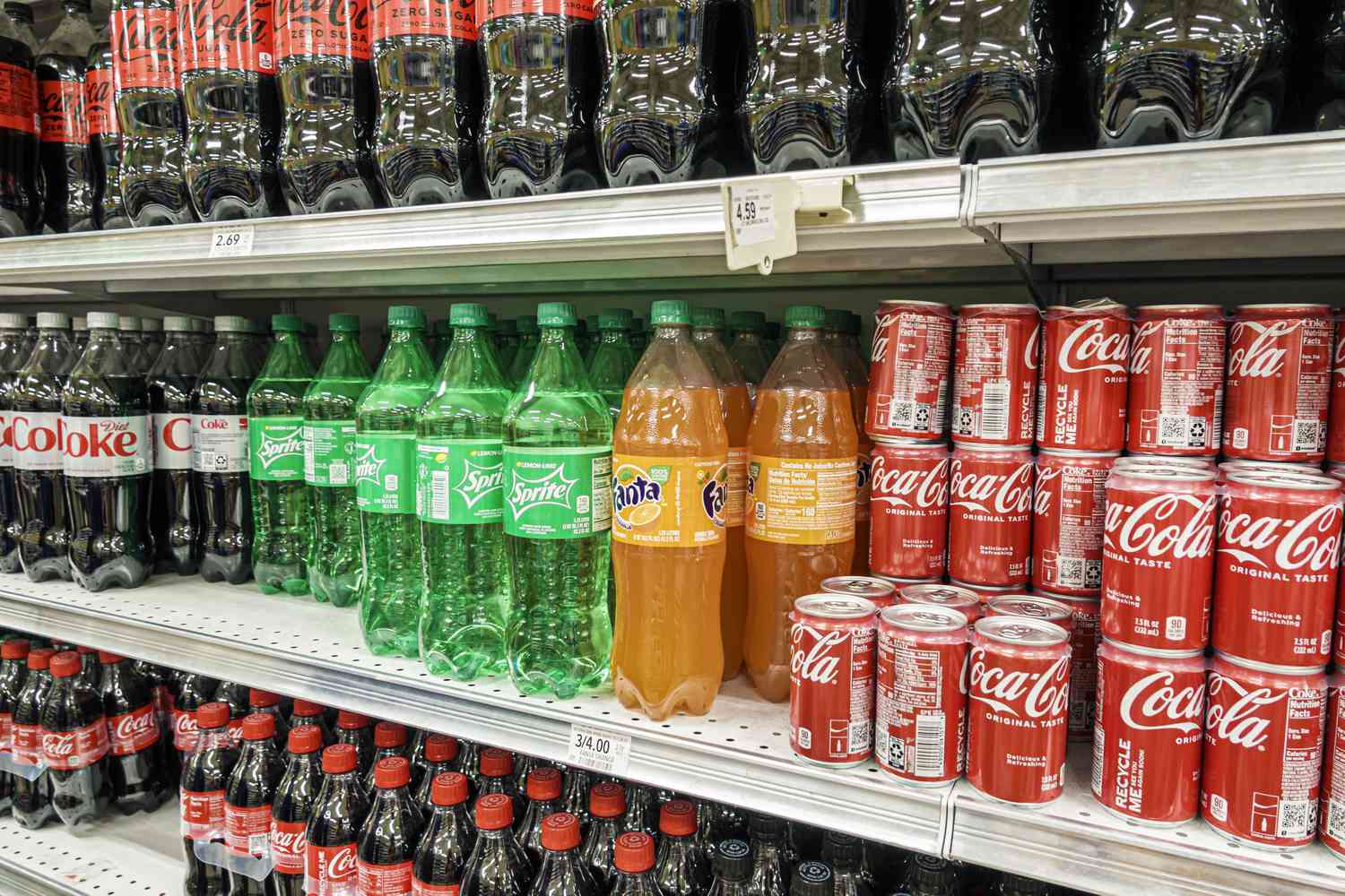 A variety of Coca Cola products