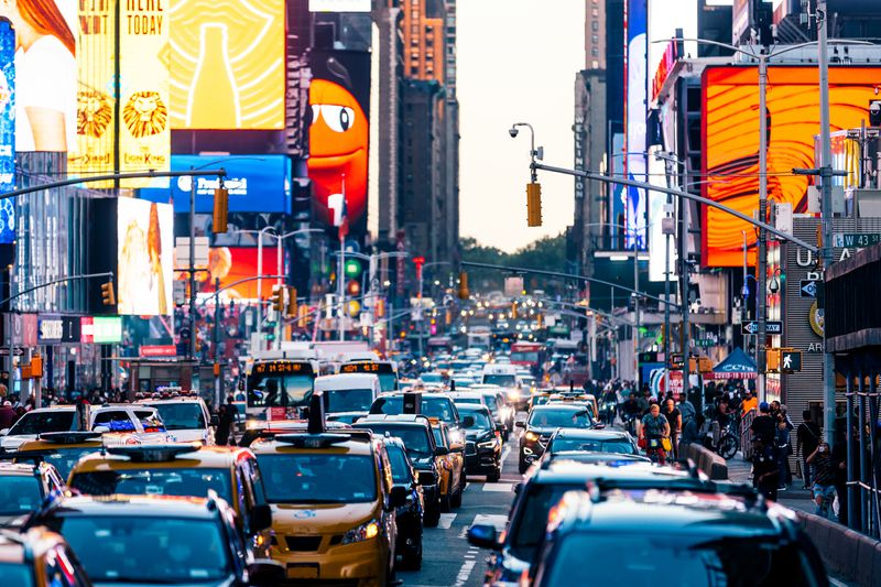 A busy street in New York City