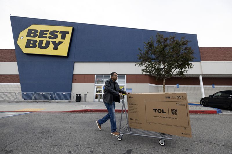 A shopper outside a California Best Buy store in November. 