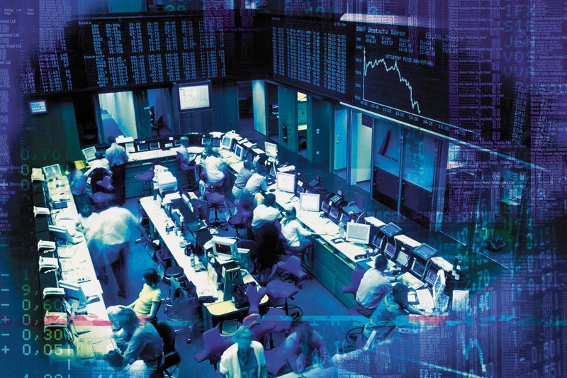 Trading floor with traders working on it.