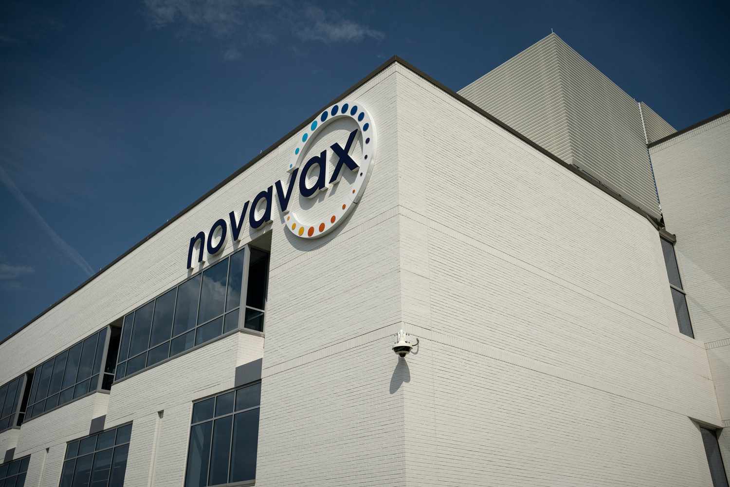 Signage at a Novavax facility in Gaithersburg, Maryland
