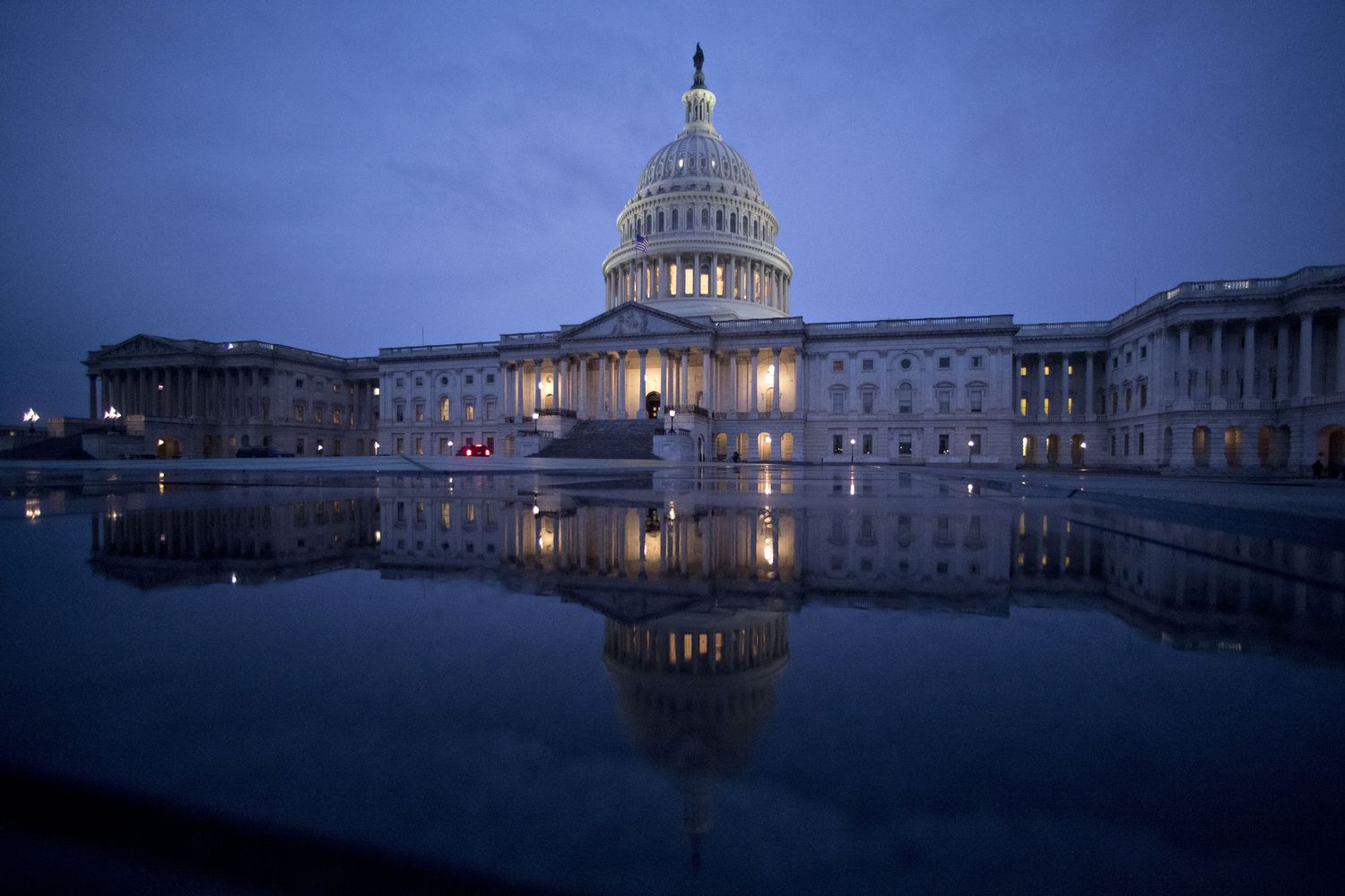 U.S. Capitol building at dusk