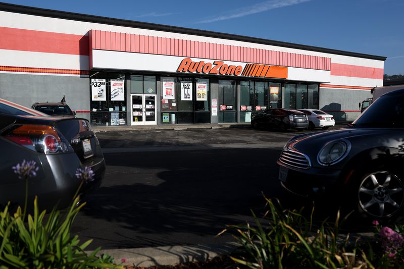 A view of an AutoZone auto parts store in Richmond, California