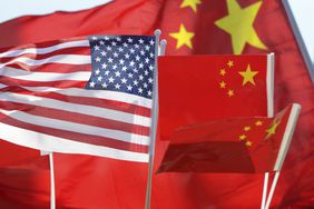 China's influence on the dollar, as represented by flags