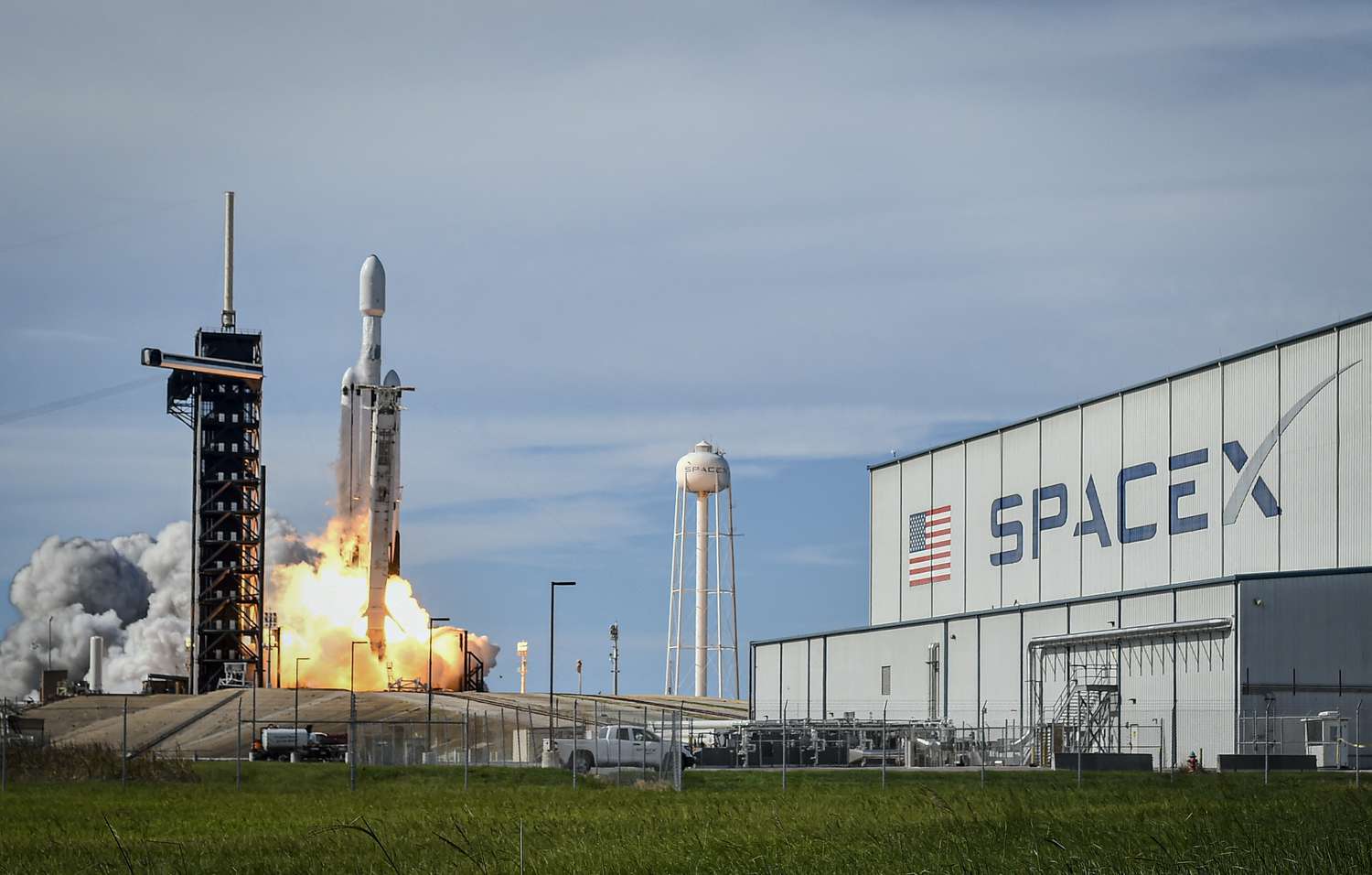 A SpaceX Falcon Heavy rocket carrying the National Oceanic and Atmospheric Administration's (NOAA) weather satellite Geostationary Operational Environmental Satellite U (GOES-U) lifts off from Launch Complex 39A at NASA's Kennedy Space Center, Florida, June 25, 2024