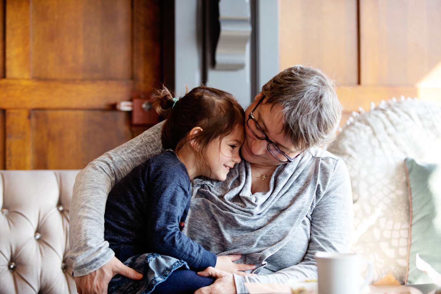 Grandmother and granddaughter at coffee shop