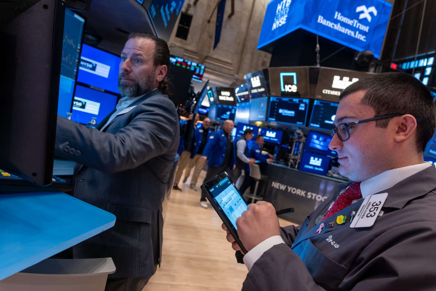 Traders work on the New York Stock Exchange 