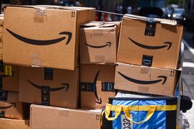 Amazon packages being delivered in New York City earlier this year. 