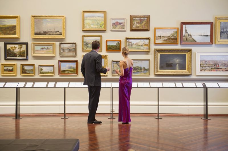 A couple at an art museum
