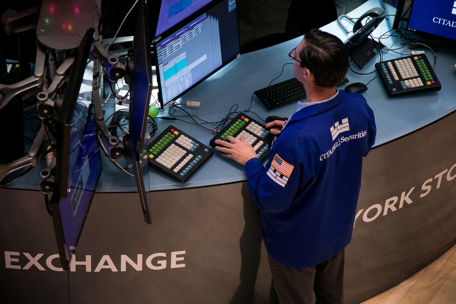A trader works on the floor of the New York Stock Exchange (NYSE).