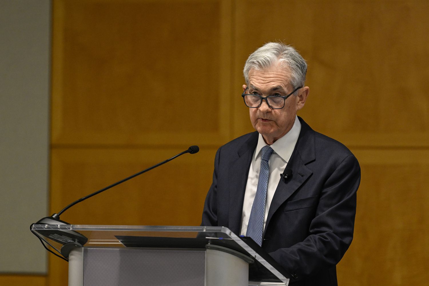Fed Chairman Powell speaking at IMF event.