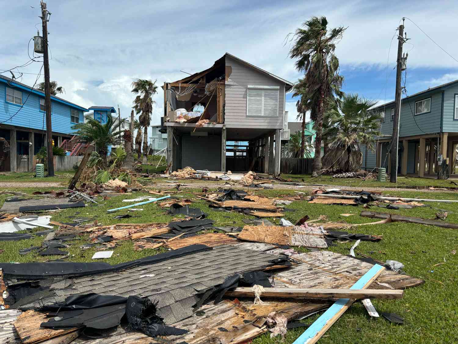 Home destroyed by hurricane Beryl in Surfside Beach, Texas