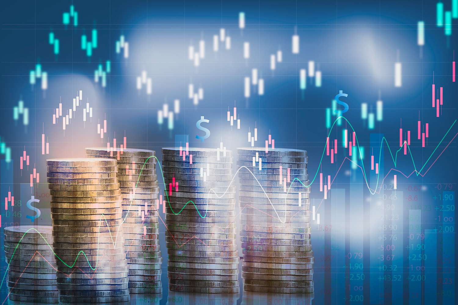 The Graph on Rows of Coins for Finance and Banking on Digital Stock Market Financial Exchange and Trading Graph