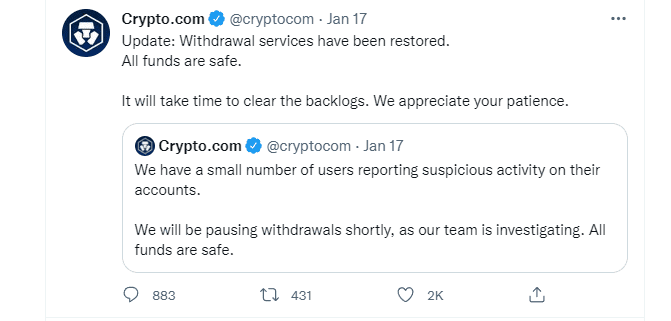 Crypto.com Response to Hack