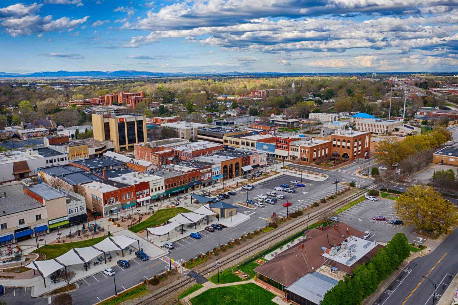Aerial view of downtown Hickory, North Carolina