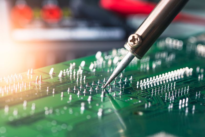 Technician Repairing the Computer's Circuit Board by Soldering
