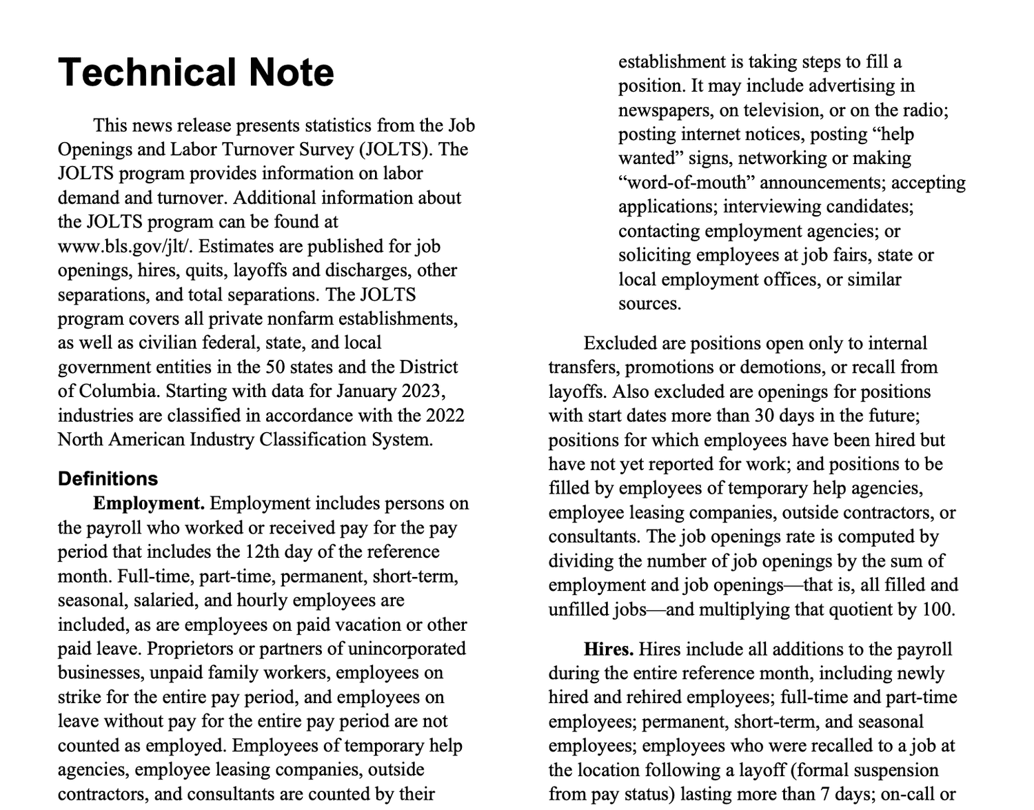 BLS Technical Note