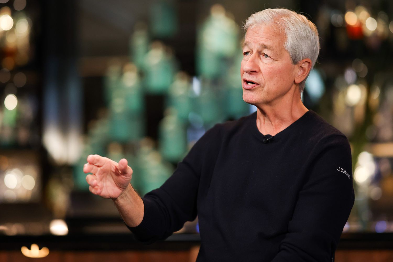 Jamie Dimon, chief executive officer of JPMorgan Chase & Co., during a Bloomberg Television interview in London, UK, on Oct. 8, 2024