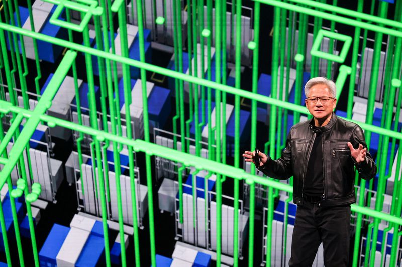 Nvidia co-founder and CEO Jensen Huang delivers the first keynote speech of Computex 2025 at the Taipei Music Center in Taipei .