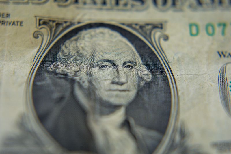Closeup of George Washington on the American one dollar bill