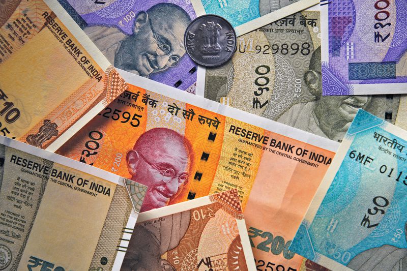 Indian currency in various denominations