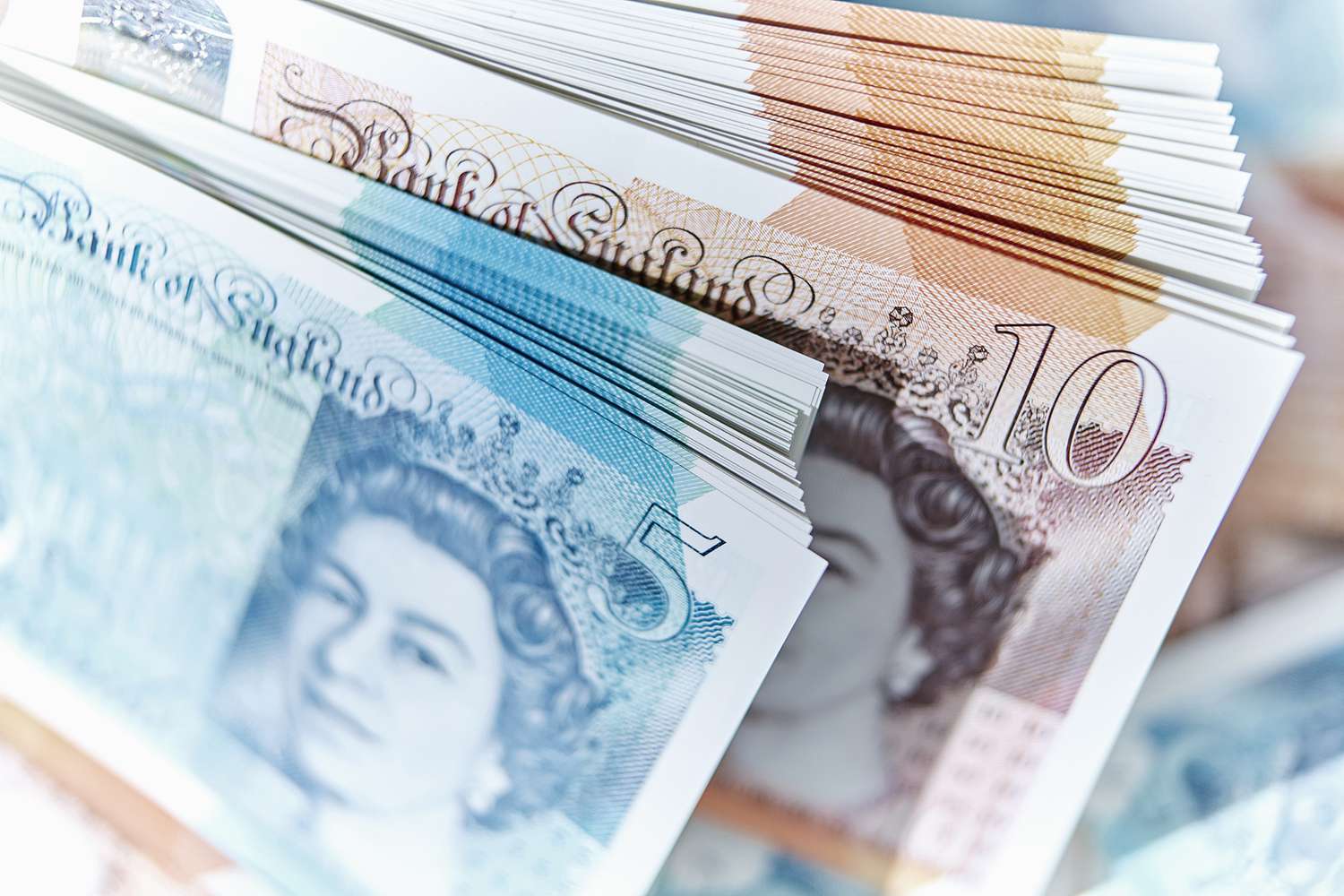 Five and Ten Pound Note Stacks