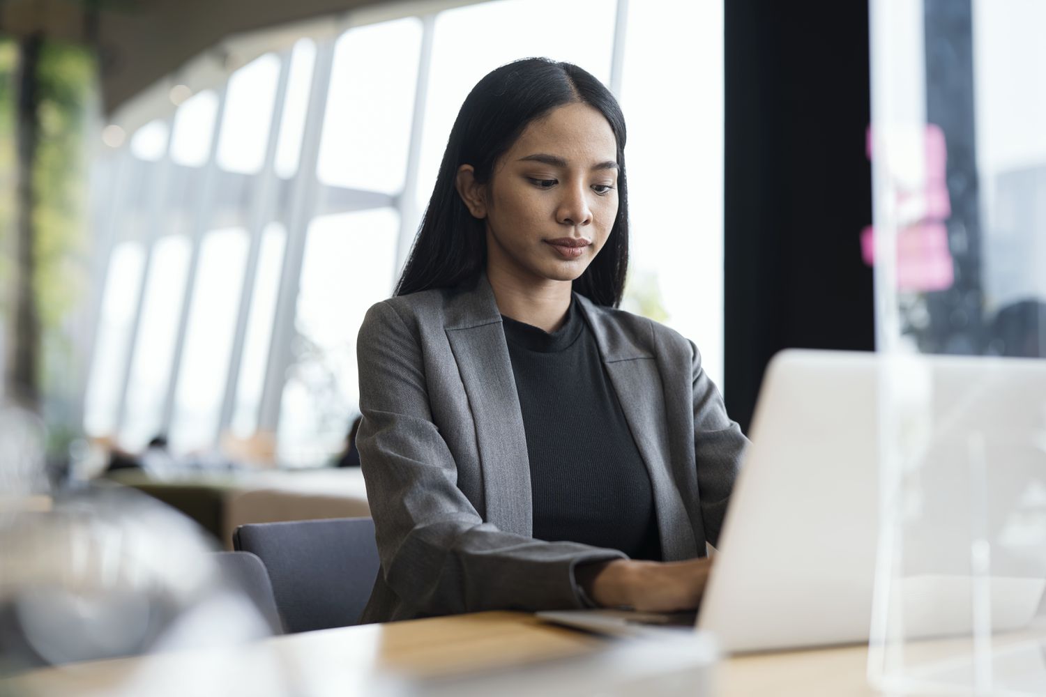 Woman working on a laptop