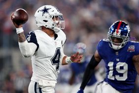Dak Prescott #4 of the Dallas Cowboys passes the ball during the first quarter against the New York Giants at MetLife Stadium on September 26, 2024 in East Rutherford, New Jersey