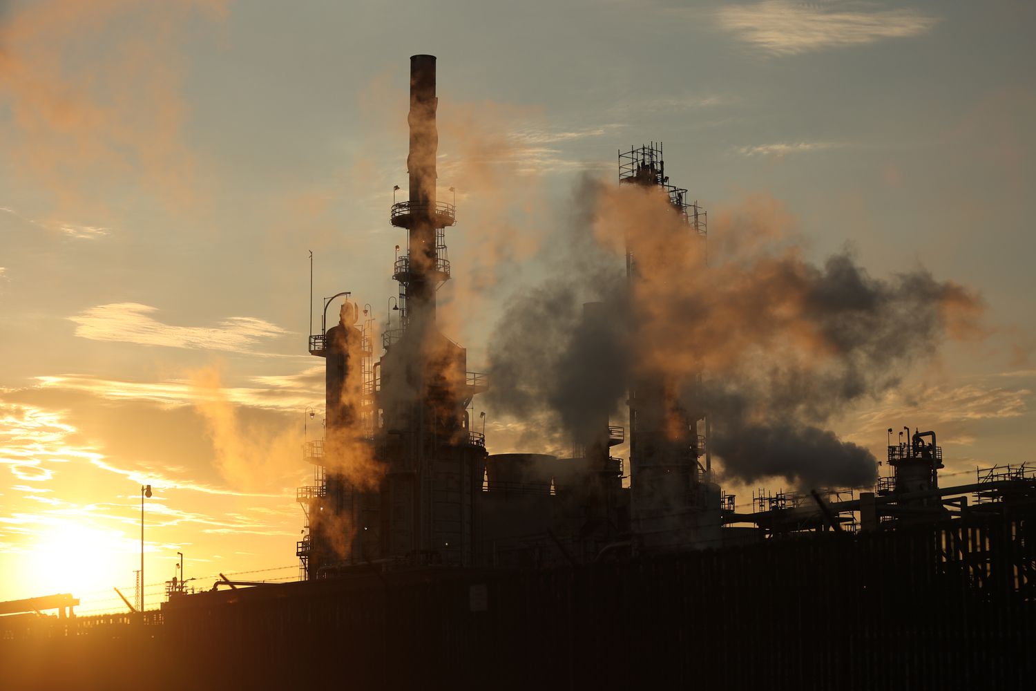 Smoke puffs through out the air at Los Angeles Refinery Carson on Tuesday, July 23, 2024 in Carson, CA.