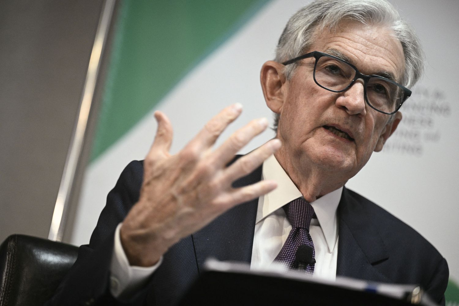 US Federal Reserve Chair Jerome Powell speaks on the economy during the 2025 annual conference of the Society for Advancing Business Editing and Writing, in Arlington, Virginia, on April 4, 2025. 