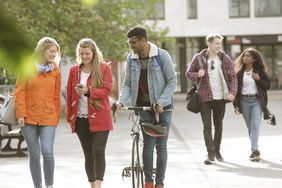 College students walking on campus