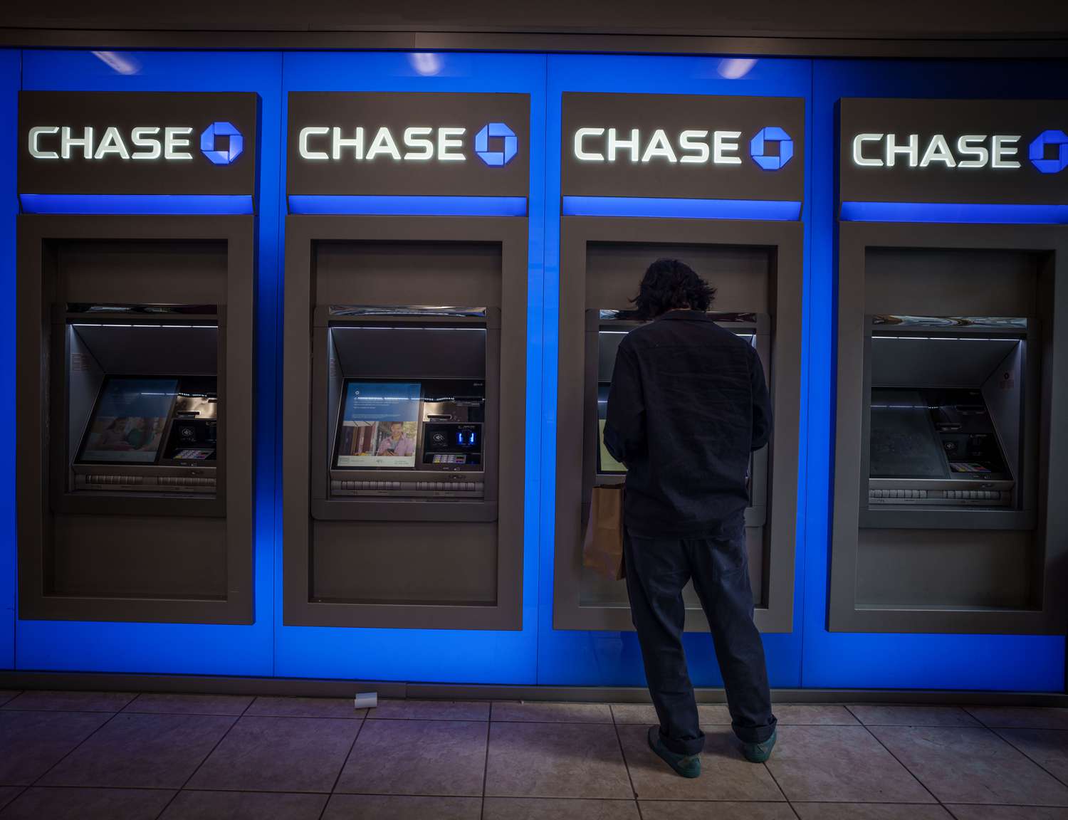 The Chase bank logo above ATMs, taken in Manhattan