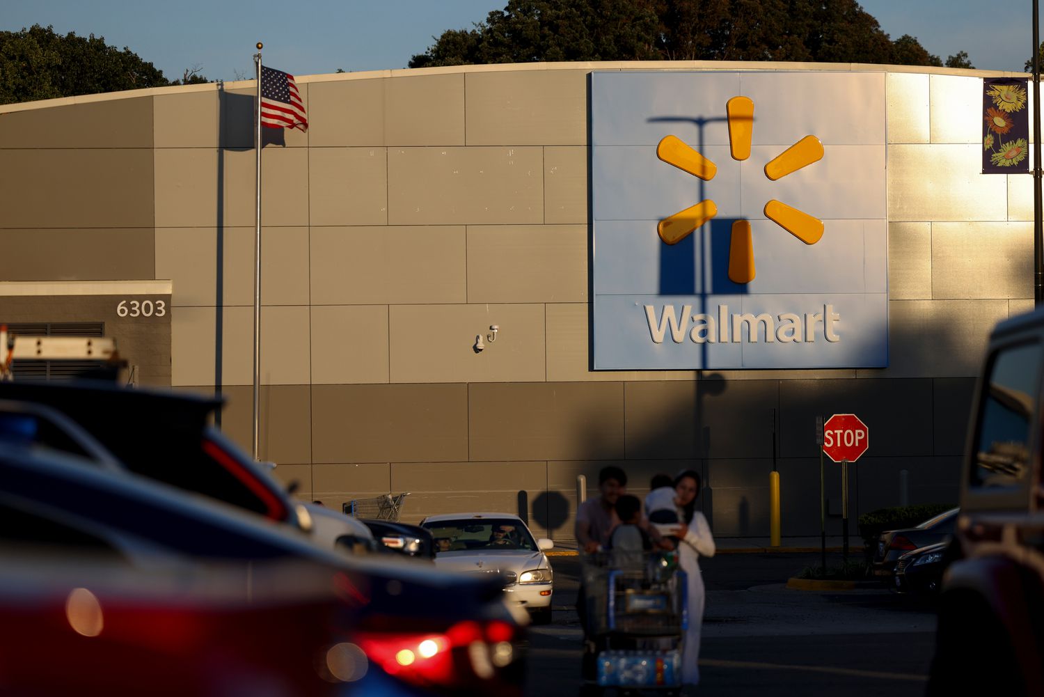 The facade of a Walmart store. 