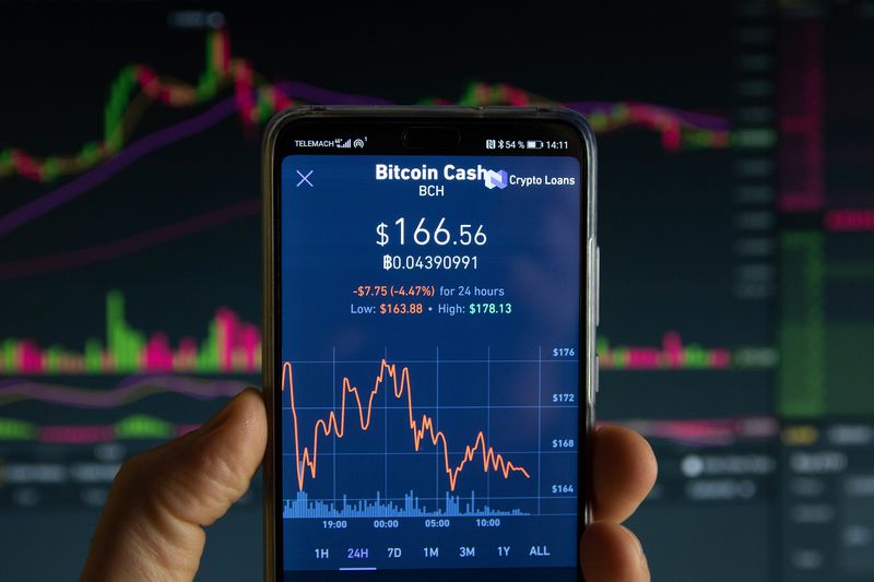 A smartphone displays the Bitcoin Cash market value on the stock exchange (Dec. 2018)