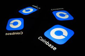 Screens show the logo of Coinbase Global