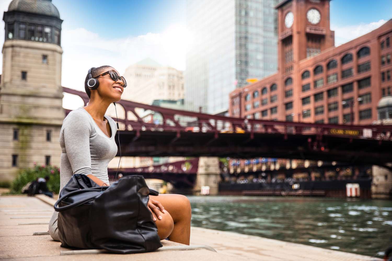 Woman relaxing in Chicago