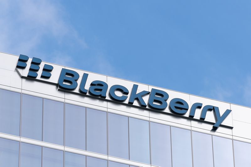 BlackBerry logo on a corporate building.