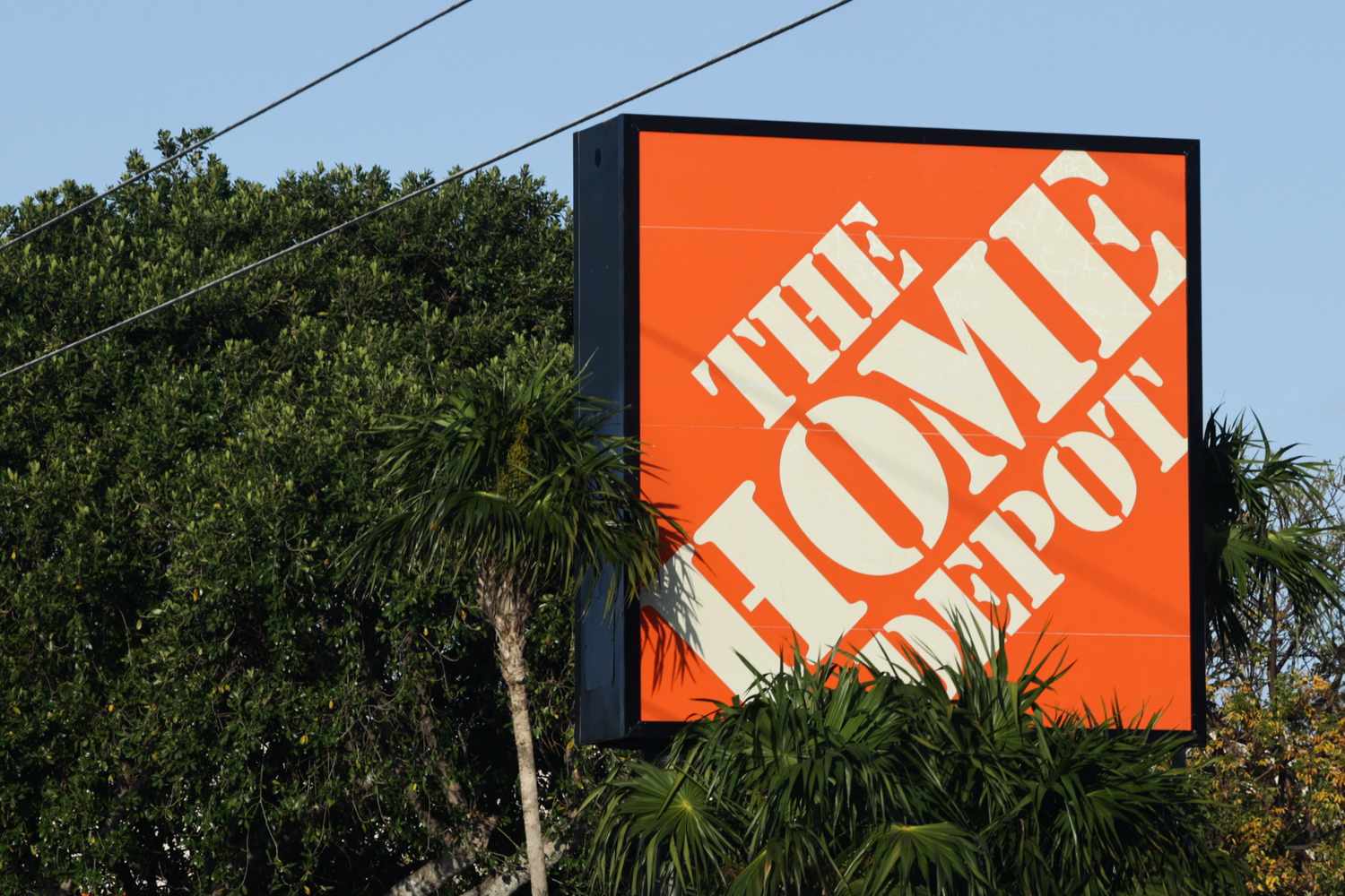 The Home Depot logo is seen in the Florida Keys on May 7, 2024. 