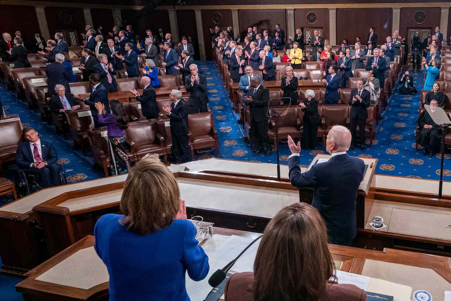 President Joe Biden delivers the State of the Union address before a joint session of Congress in the U.S. Capitol House Chamber on March 1, 2022 in Washington, DC. In his first State of the Union address, Biden spoke on his administrationâs efforts to lead a global response to the Russian invasion of Ukraine, work to curb inflation, and bring the country out of the COVID-19 pandemic.